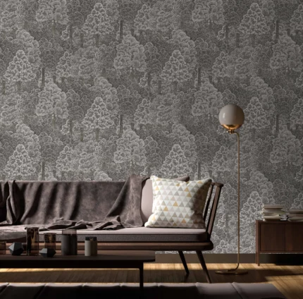 Dark Grey Embossed Wallpaper – Natural Glittering (24107-3)